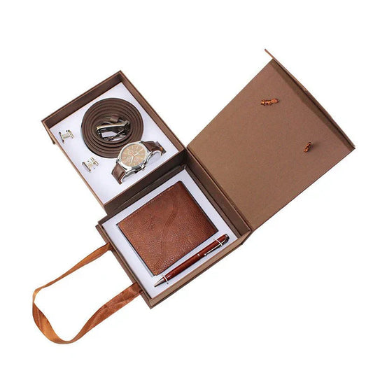 Men's Watch with Belt, Wallet, and Pen