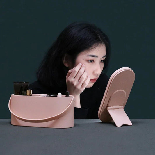 Portable Makeup Mirror With  Light and Box