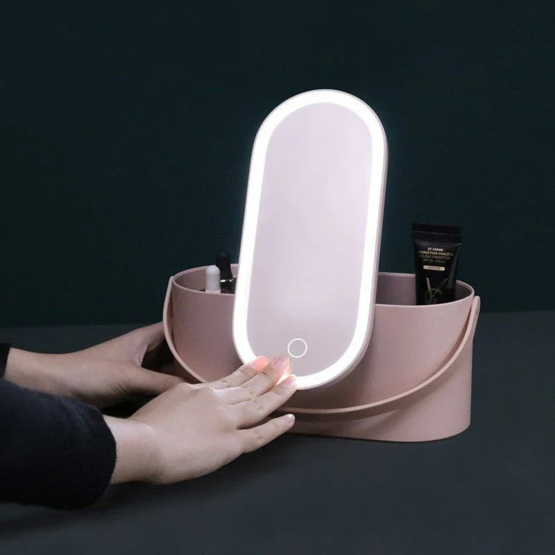 Portable Makeup Mirror With  Light and Box