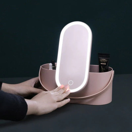 Portable Makeup Mirror With  Light and Box